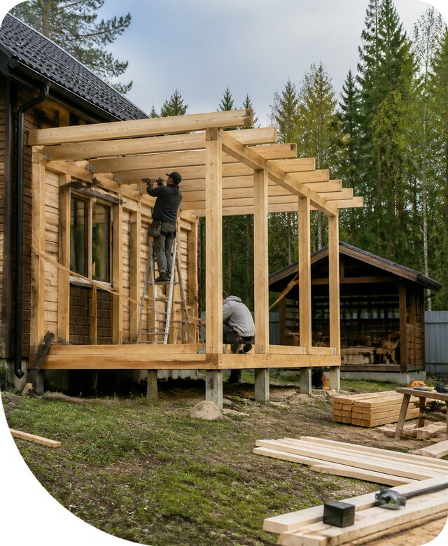Строительство пристроек и построек на участке в Гусе-Хрустальном