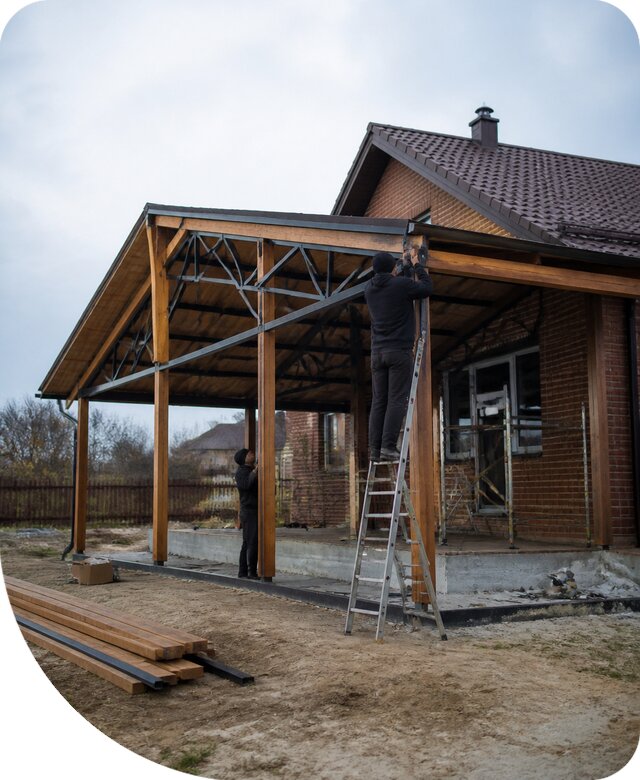 Пристройка навеса к дому и участку в Гусе-Хрустальном под ключ